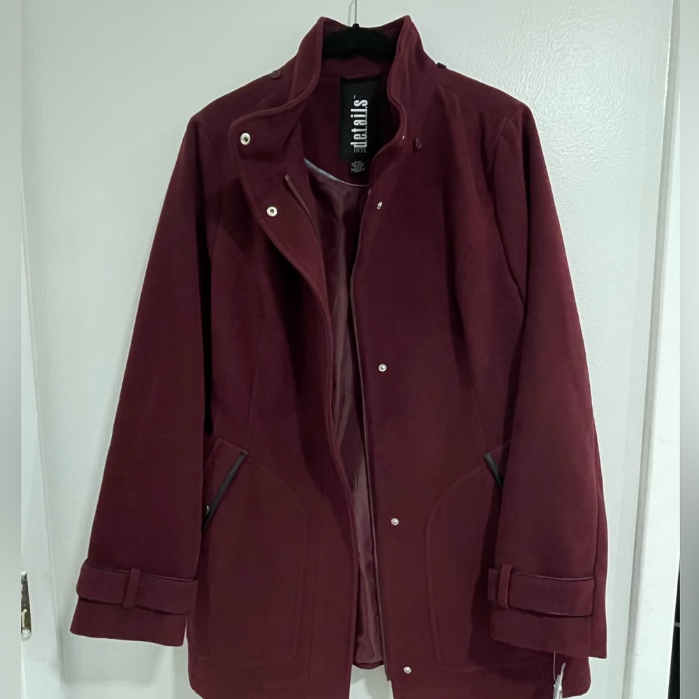 NWT Burgundy Coat with removable Faux fur hoodie